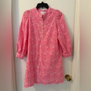 Tuckernuck Pomander Place Pink Floral Eyelet Samantha Dress Medium M